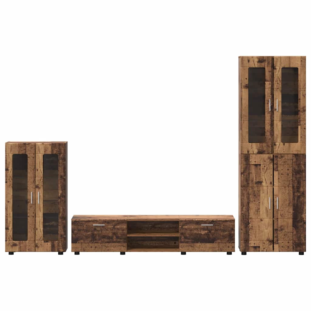 TV Cabinet Set with Shelf FLORIN 3 pcs Old Wood Engineered Wood