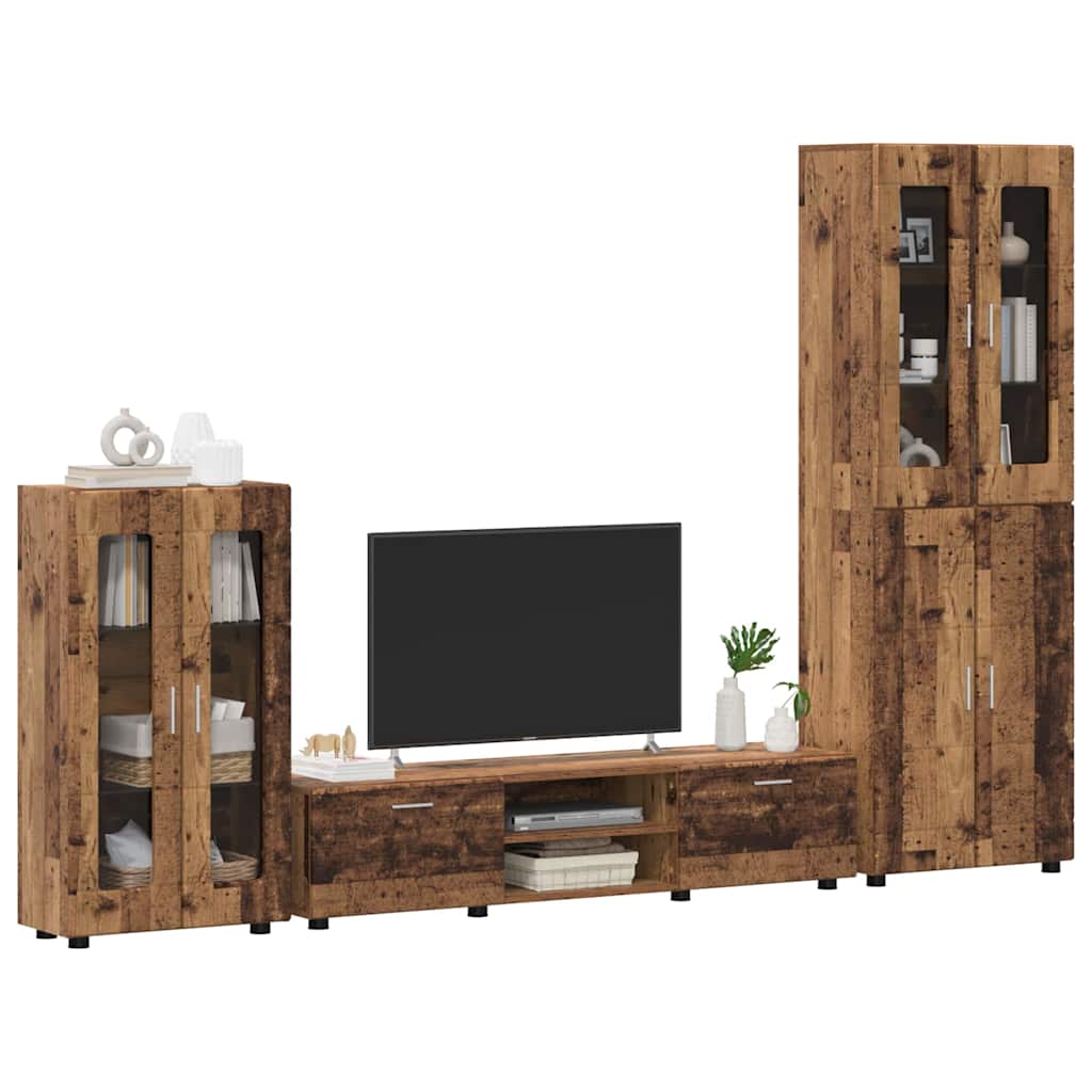 TV Cabinet Set with Shelf FLORIN 3 pcs Old Wood Engineered Wood