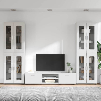 TV Cabinet Set FLORIN 3 pcs High Gloss White Engineered Wood