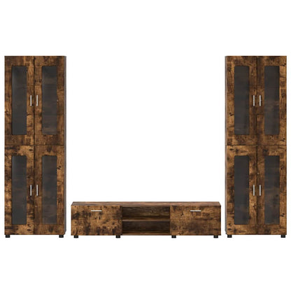 TV Cabinet Set FLORIN 3 pcs Smoked Oak Engineered Wood