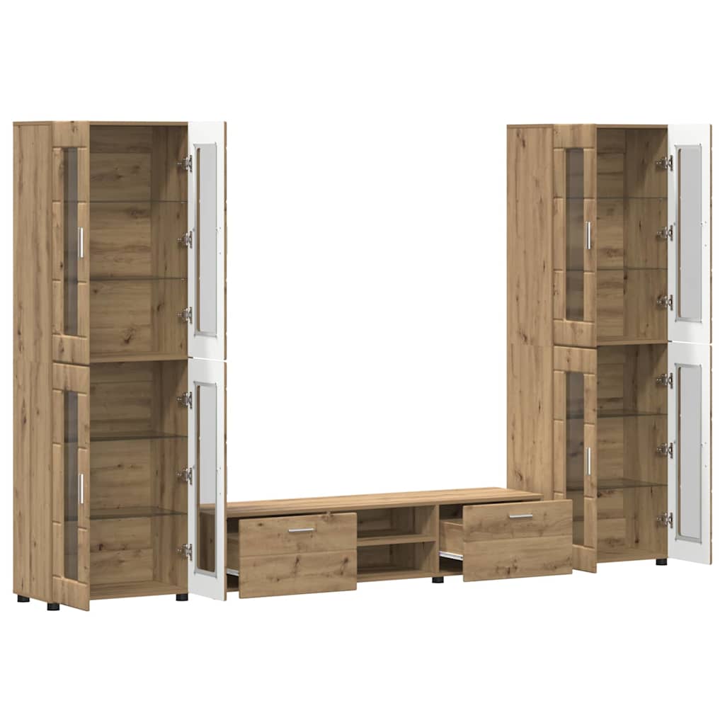 TV Cabinet Set FLORIN 3 pcs Artisan Oak Engineered Wood