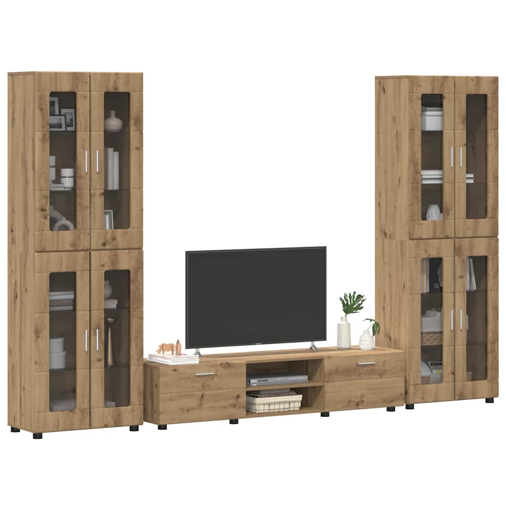 TV Cabinet Set FLORIN 3 pcs Artisan Oak Engineered Wood