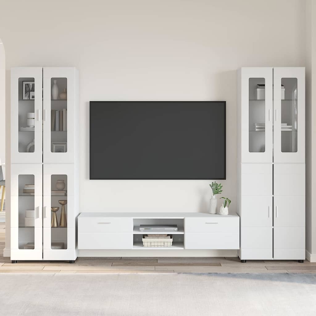 TV Cabinet Set with Drawer FLORIN 3 pcs White Engineered Wood