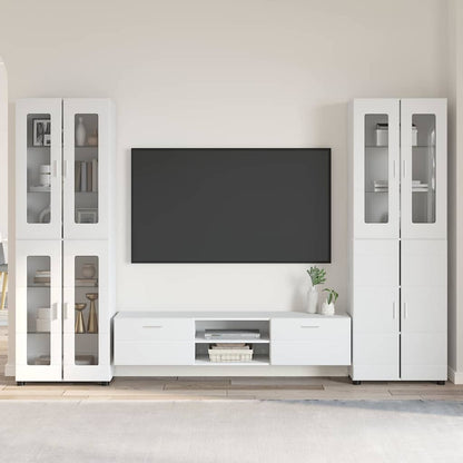 TV Cabinet Set with Drawer FLORIN 3 pcs White Engineered Wood