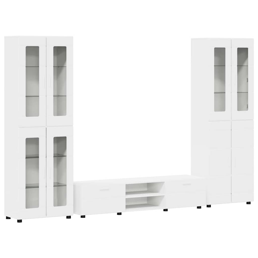 TV Cabinet Set with Drawer FLORIN 3 pcs White Engineered Wood