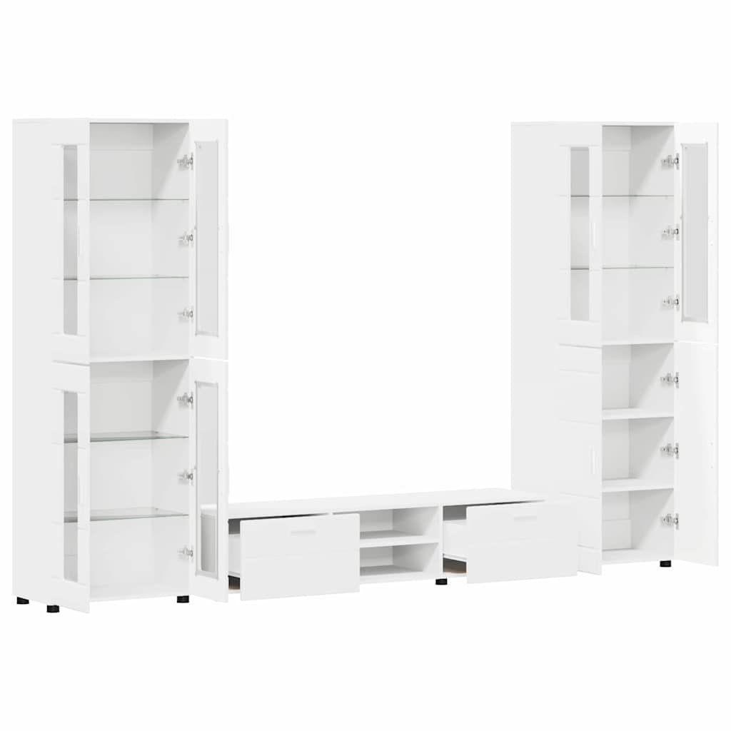TV Cabinet Set with Drawer FLORIN 3 pcs White Engineered Wood