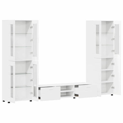 TV Cabinet Set with Drawer FLORIN 3 pcs White Engineered Wood