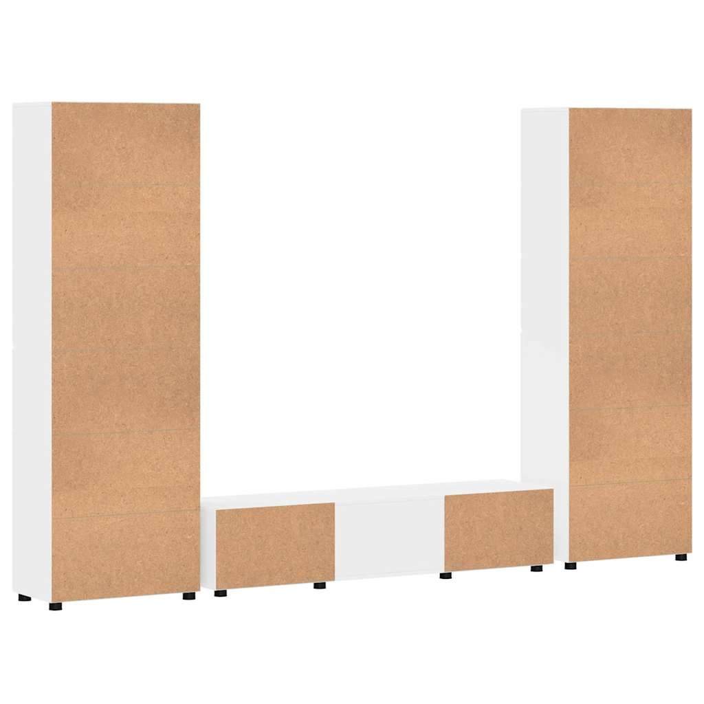 TV Cabinet Set with Drawer FLORIN 3 pcs White Engineered Wood