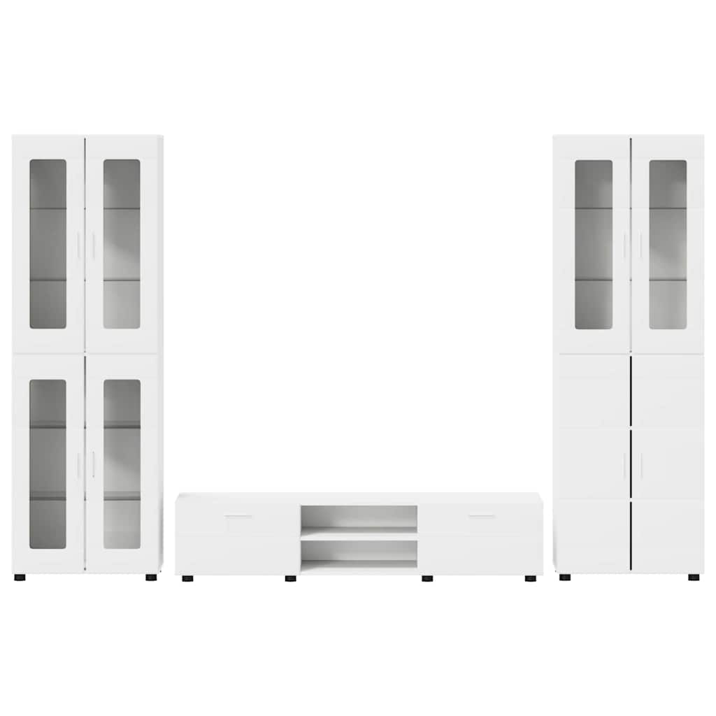 TV Cabinet Set with Drawer FLORIN 3 pcs White Engineered Wood