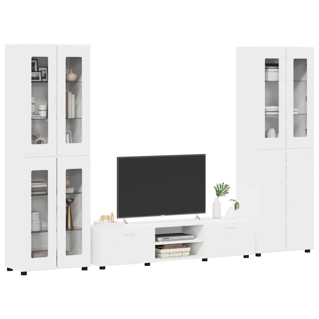 TV Cabinet Set with Drawer FLORIN 3 pcs White Engineered Wood
