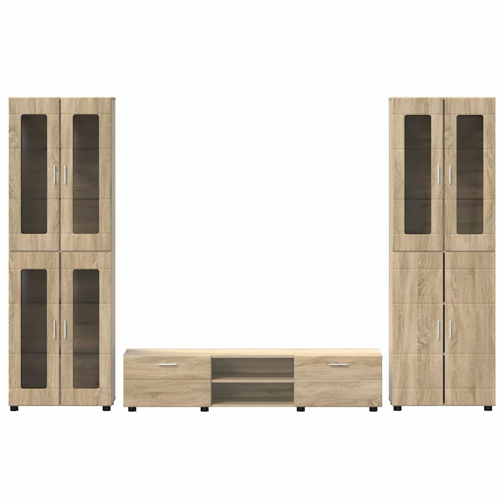 TV Cabinet Set FLORIN 3 pcs Sonoma Oak Engineered Wood