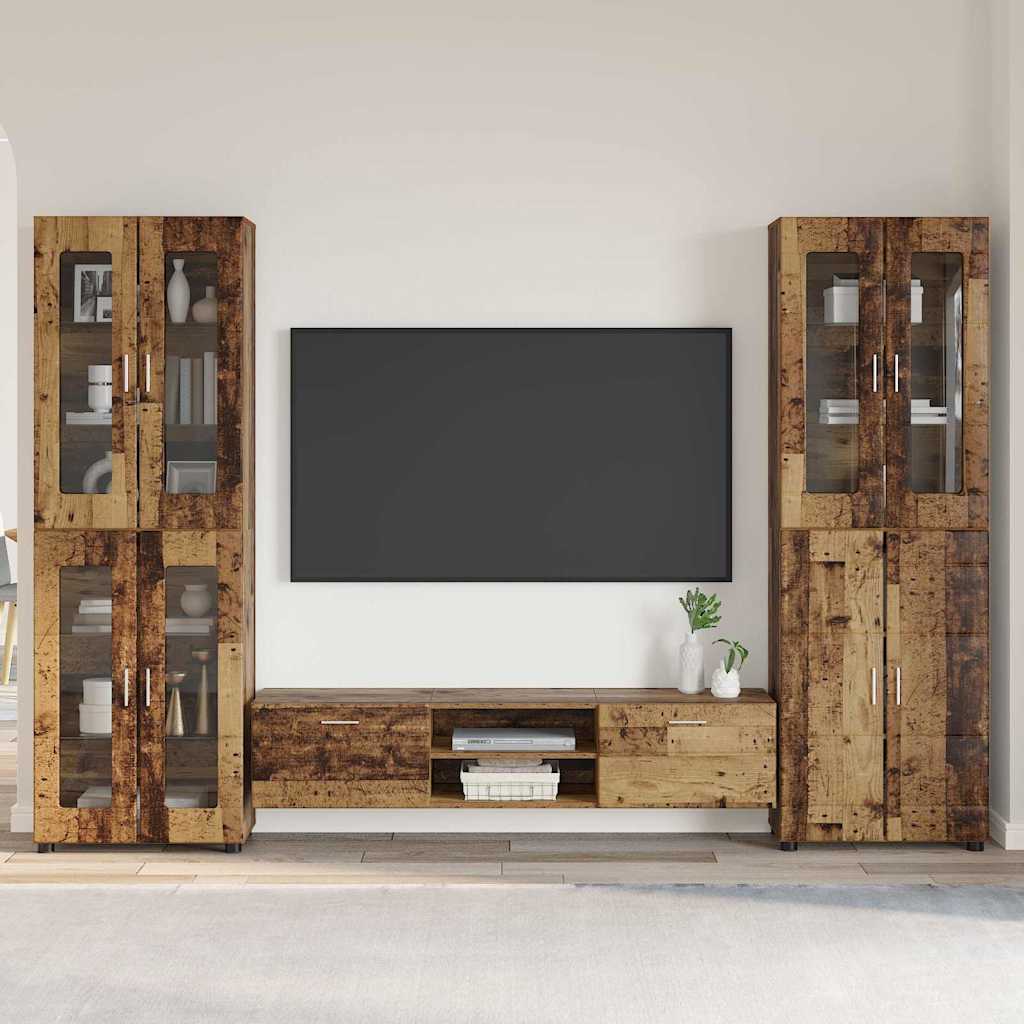 TV Cabinet Set with Shelf FLORIN 3 pcs Old Wood Engineered Wood