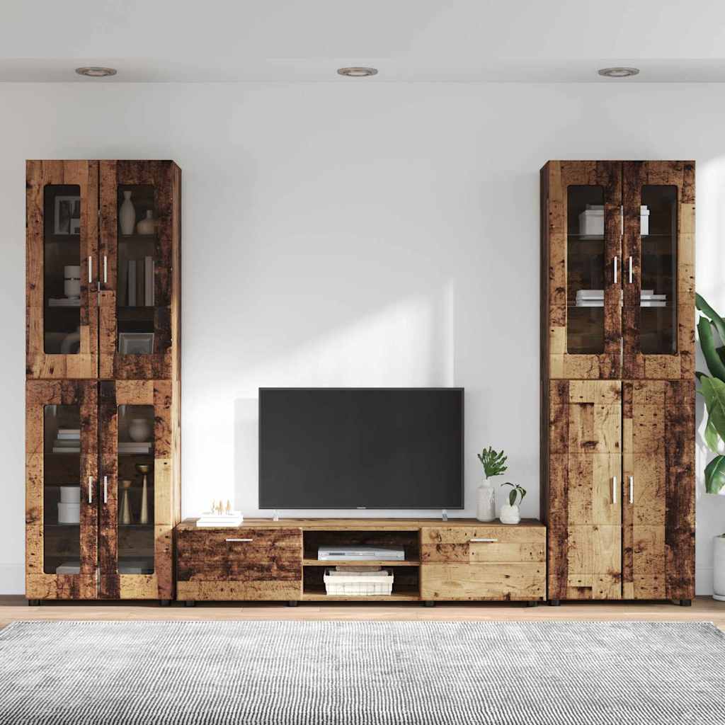 TV Cabinet Set with Shelf FLORIN 3 pcs Old Wood Engineered Wood