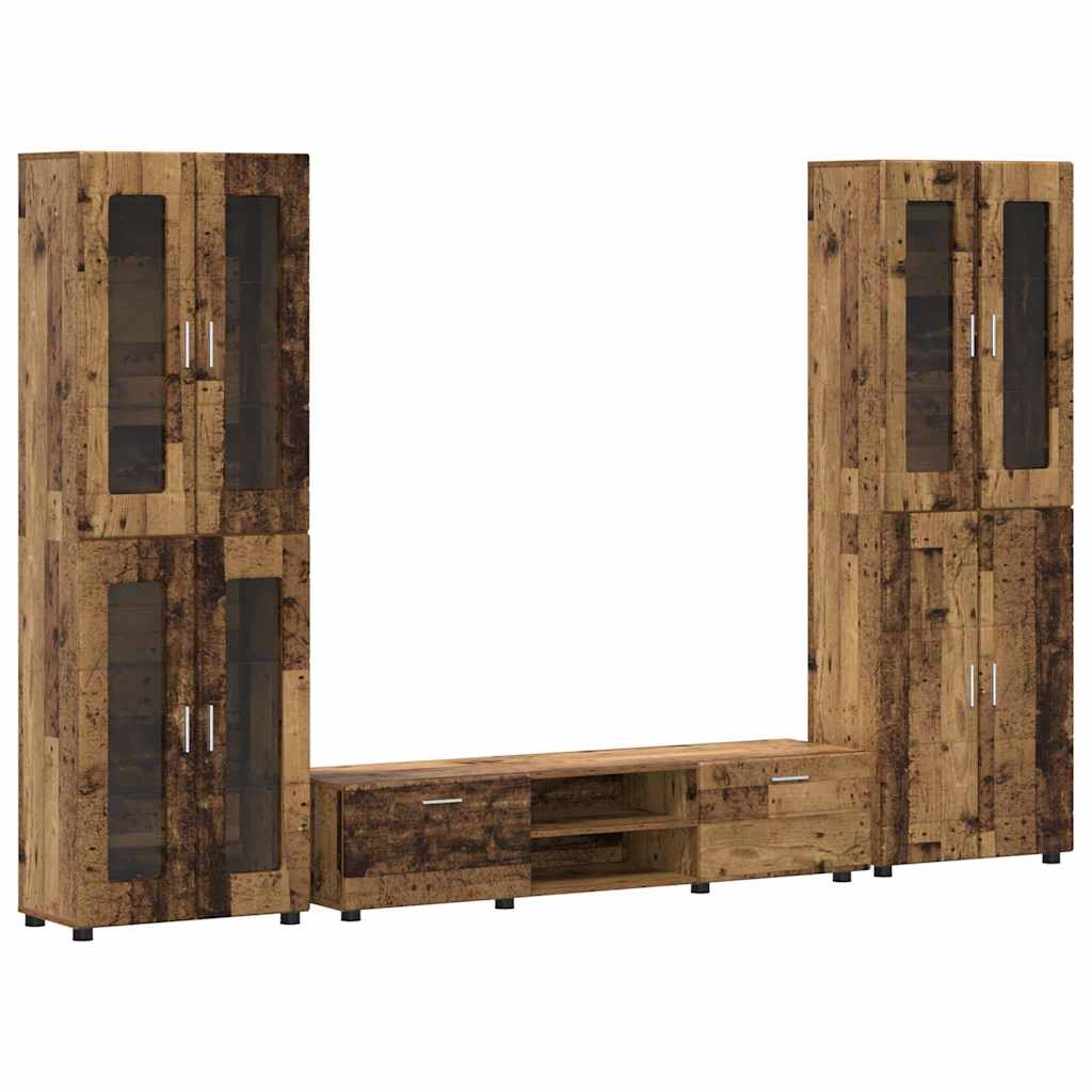 TV Cabinet Set with Shelf FLORIN 3 pcs Old Wood Engineered Wood