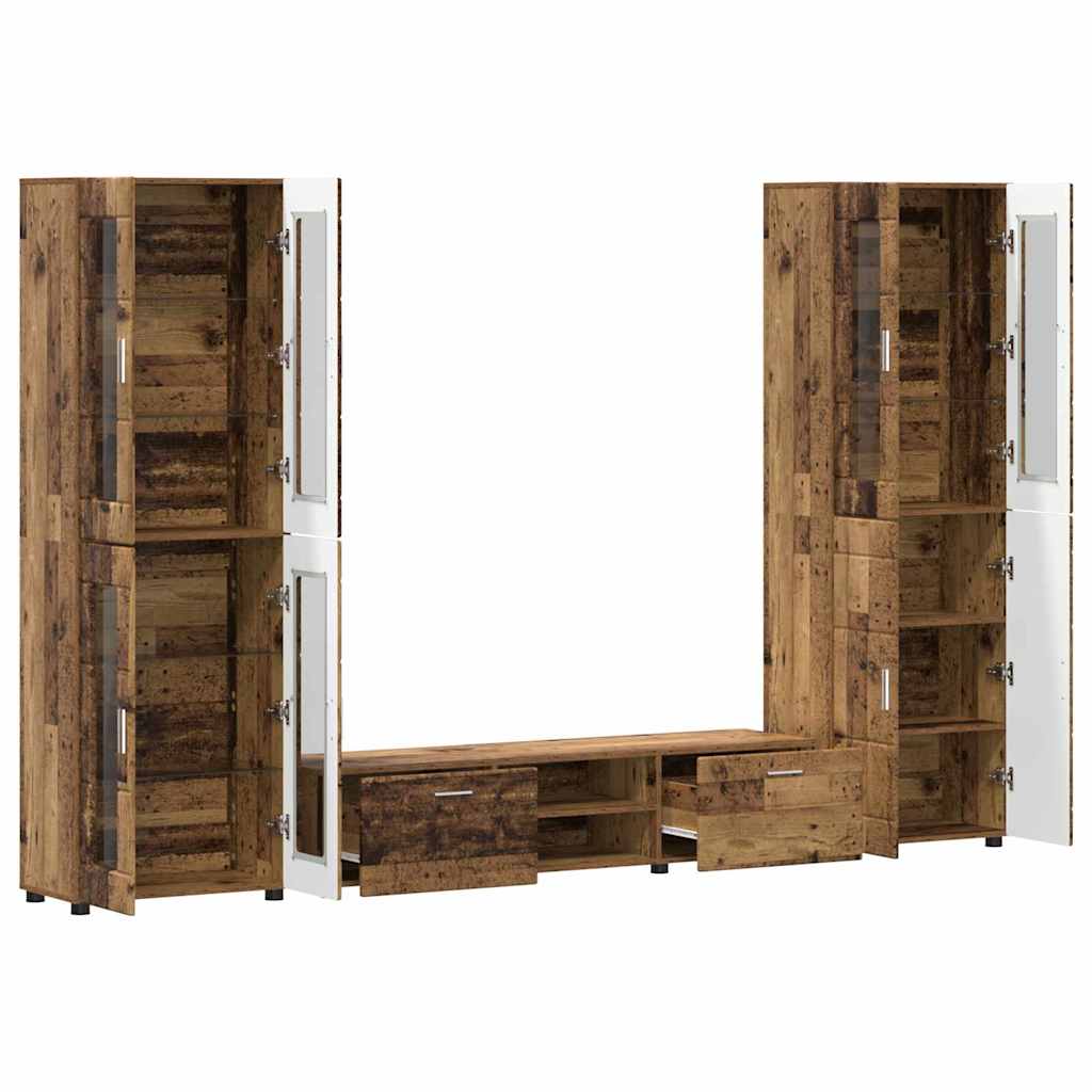 TV Cabinet Set with Shelf FLORIN 3 pcs Old Wood Engineered Wood
