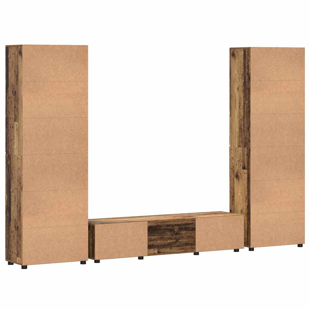 TV Cabinet Set with Shelf FLORIN 3 pcs Old Wood Engineered Wood