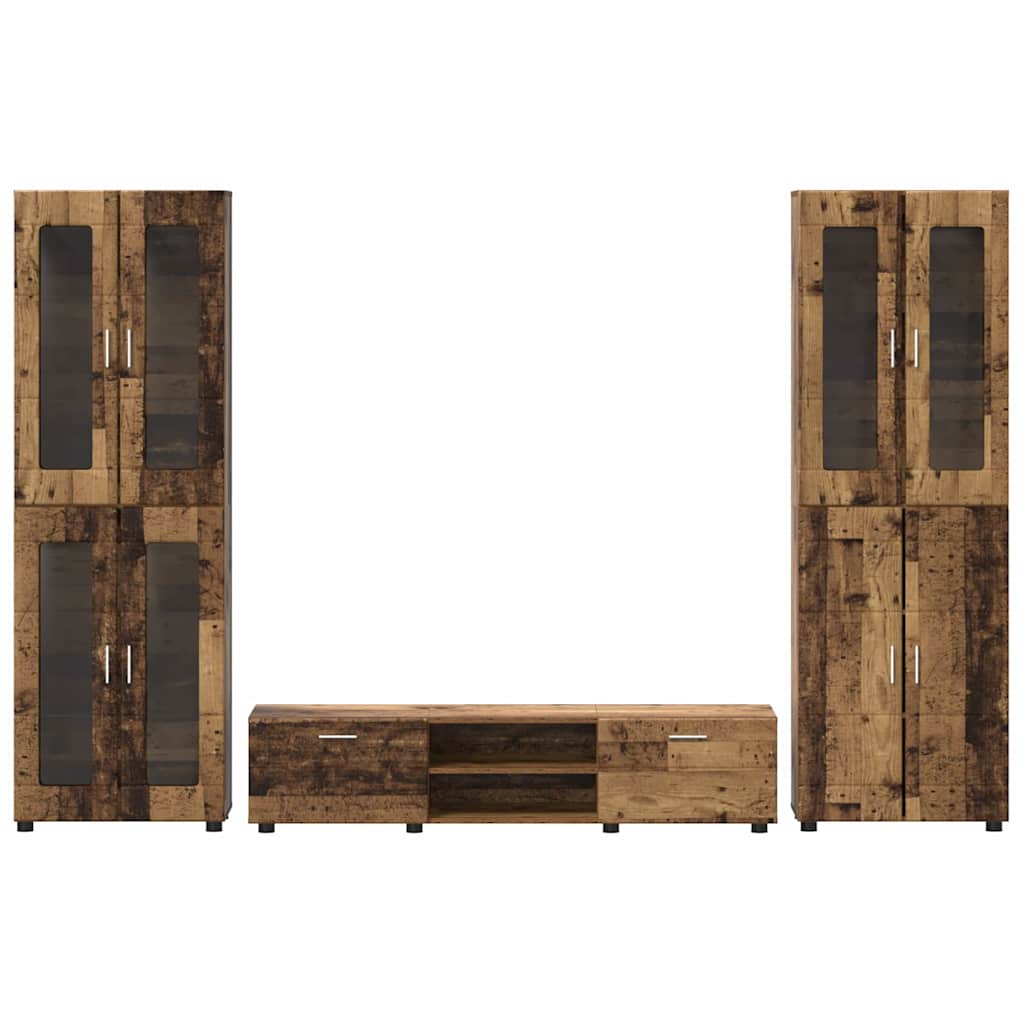 TV Cabinet Set with Shelf FLORIN 3 pcs Old Wood Engineered Wood