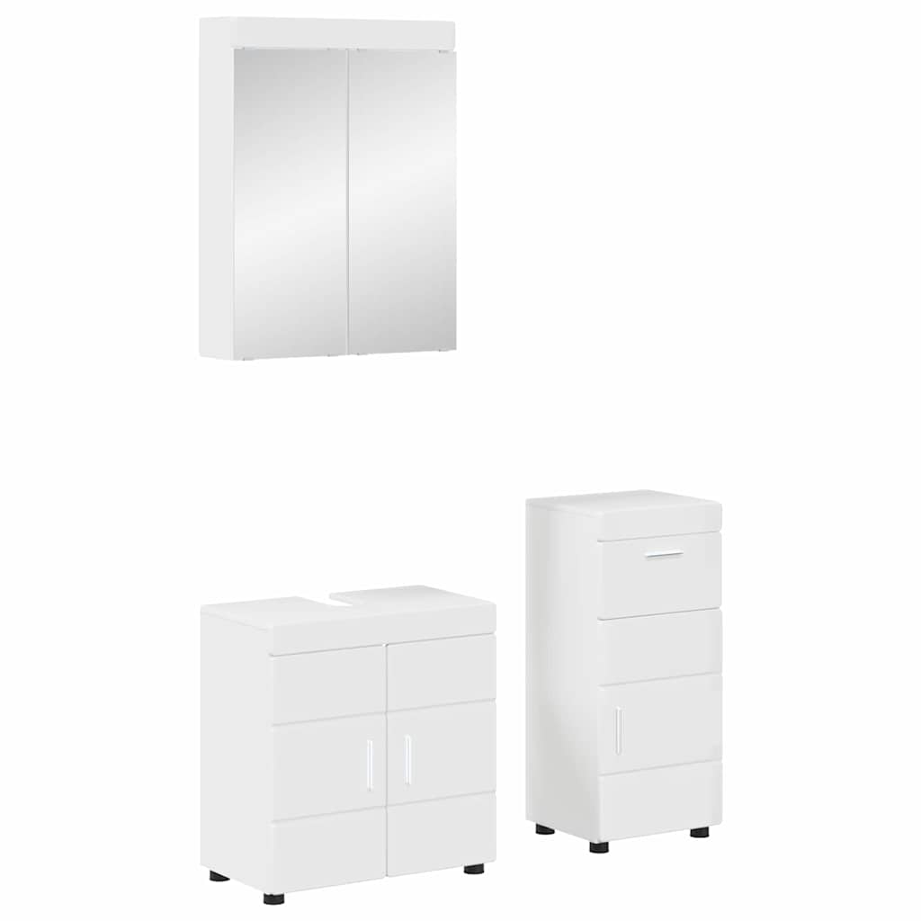 Bathroom Furniture Set TULUM 3 pcs High Gloss White