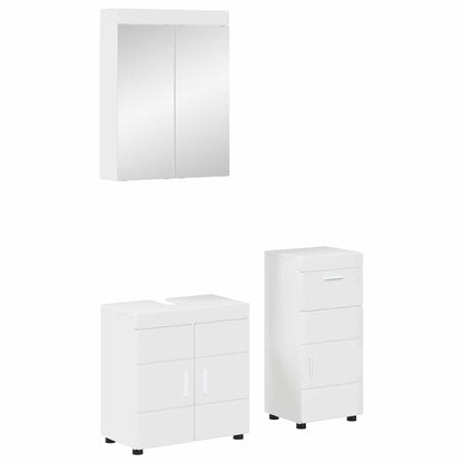 Bathroom Furniture Set TULUM 3 pcs High Gloss White