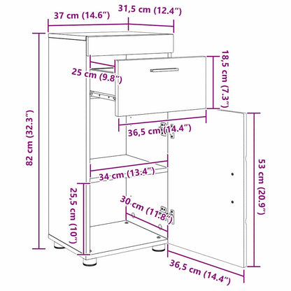 Bathroom Furniture Set TULUM Grey Sonoma Engineered Wood