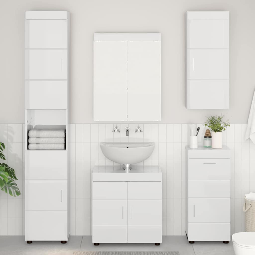 Bathroom Furniture Set TULUM 5 pcs High Gloss White