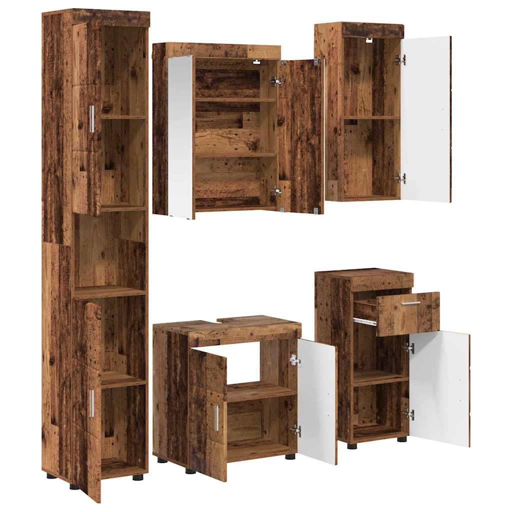Bathroom Furniture Set TULUM 5 pcs Old Wood 60 x 34 x 63 cm
