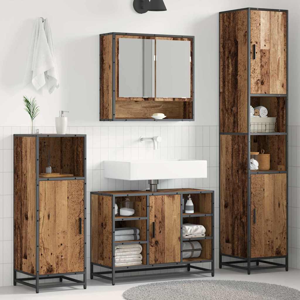 Bathroom Furniture Set with Shelf Old Wood 35 x 37.5 x 188.5 cm