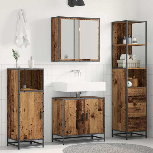 Bathroom Furniture Set 3 pcs Old Wood Engineered Wood