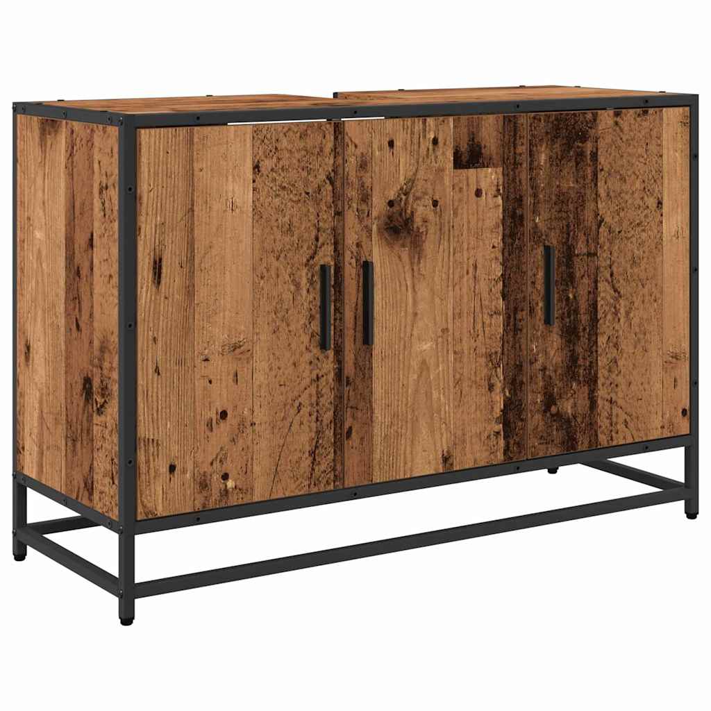Bathroom Furniture Set with Door 4 pcs Old Wood Engineered Wood