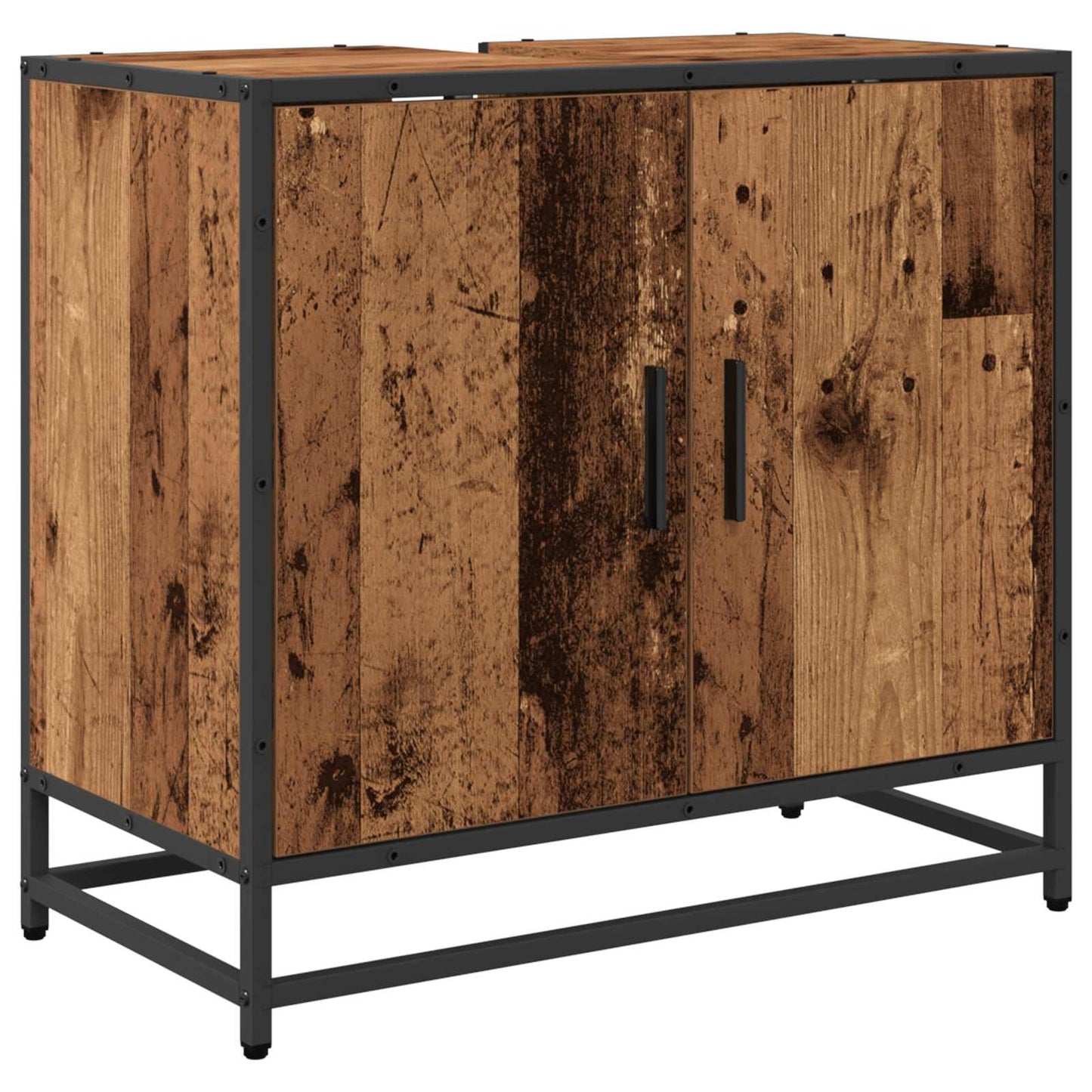 Bathroom Furniture Set with Door 2 pcs Old Wood Engineered Wood
