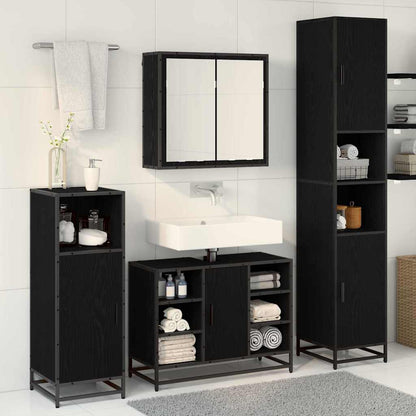 Bathroom Furniture Set 4 pcs Black Oak Engineered Wood