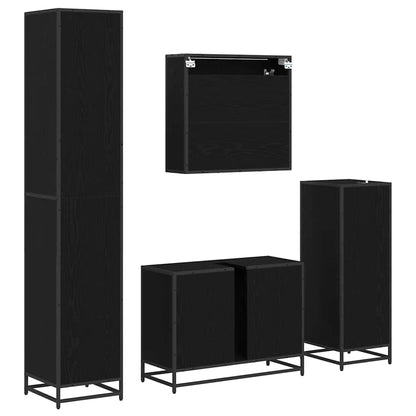 Bathroom Furniture Set 4 pcs Black Oak Engineered Wood