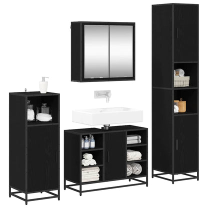 Bathroom Furniture Set 4 pcs Black Oak Engineered Wood