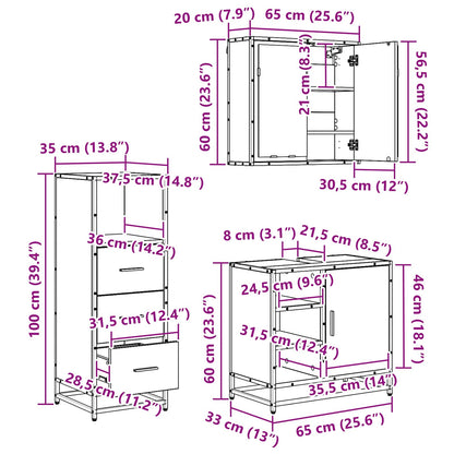 Bathroom Furniture Set 3 pcs Artisan Oak Engineered Wood