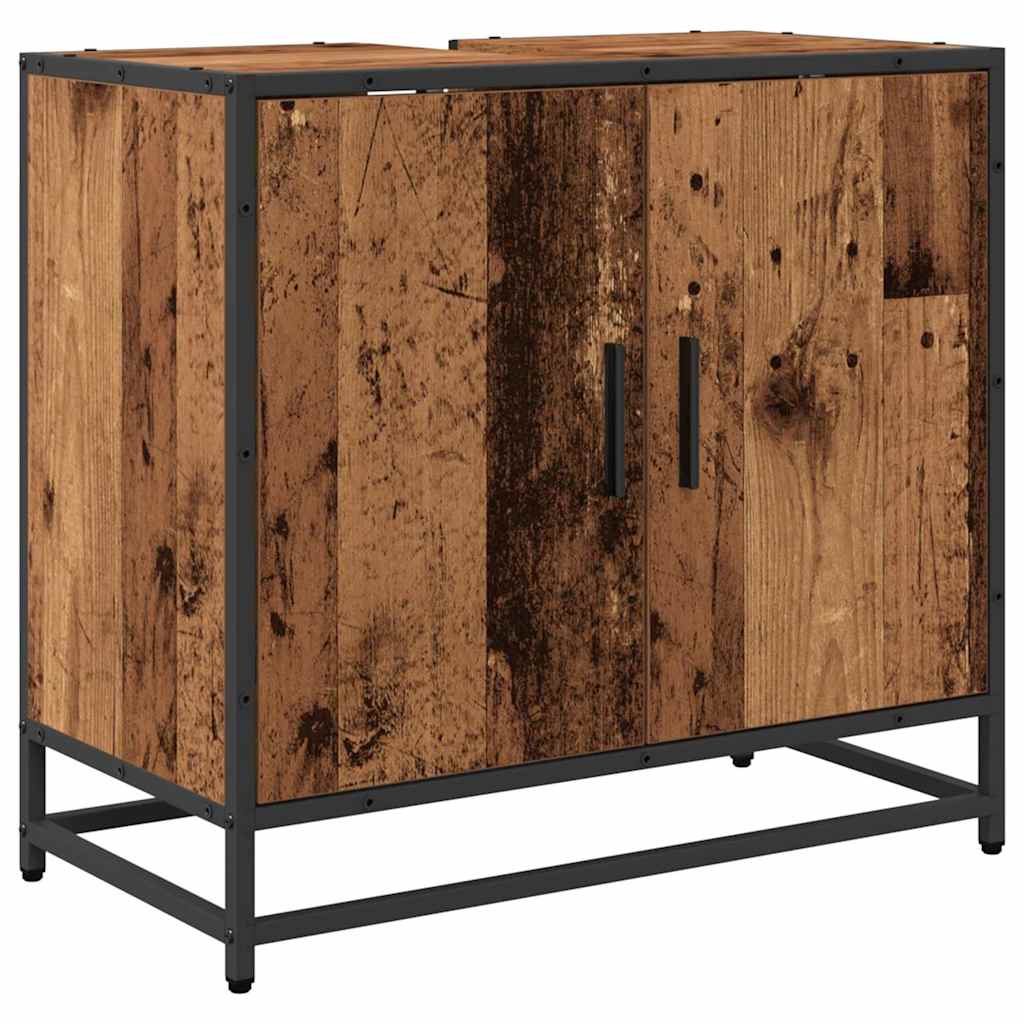 Bathroom Furniture Set with Door 4 pcs Old Wood Engineered Wood