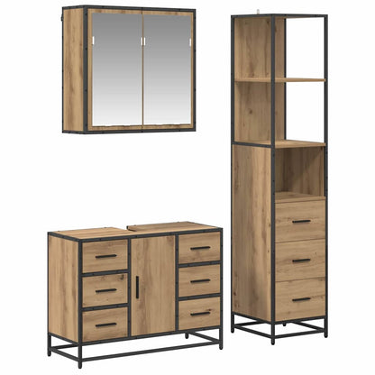 Bathroom Furniture Set 3 pcs Artisan Oak Engineered Wood