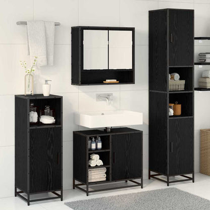 Bathroom Furniture Set 4 pcs Black Oak Engineered Wood