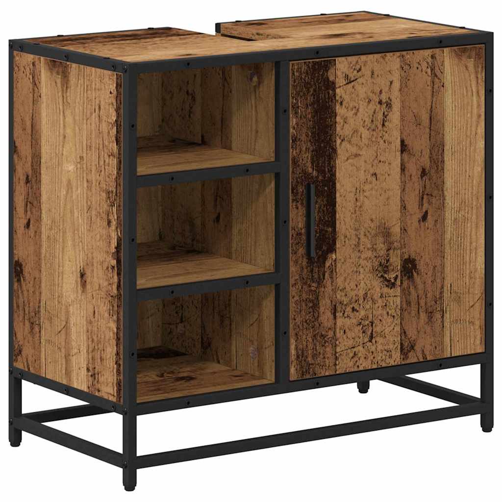 Bathroom Furniture Set with Door 2 pcs Old Wood Engineered Wood