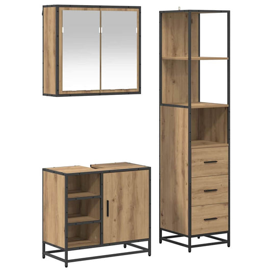 Bathroom Furniture Set 3 pcs Artisan Oak Engineered Wood