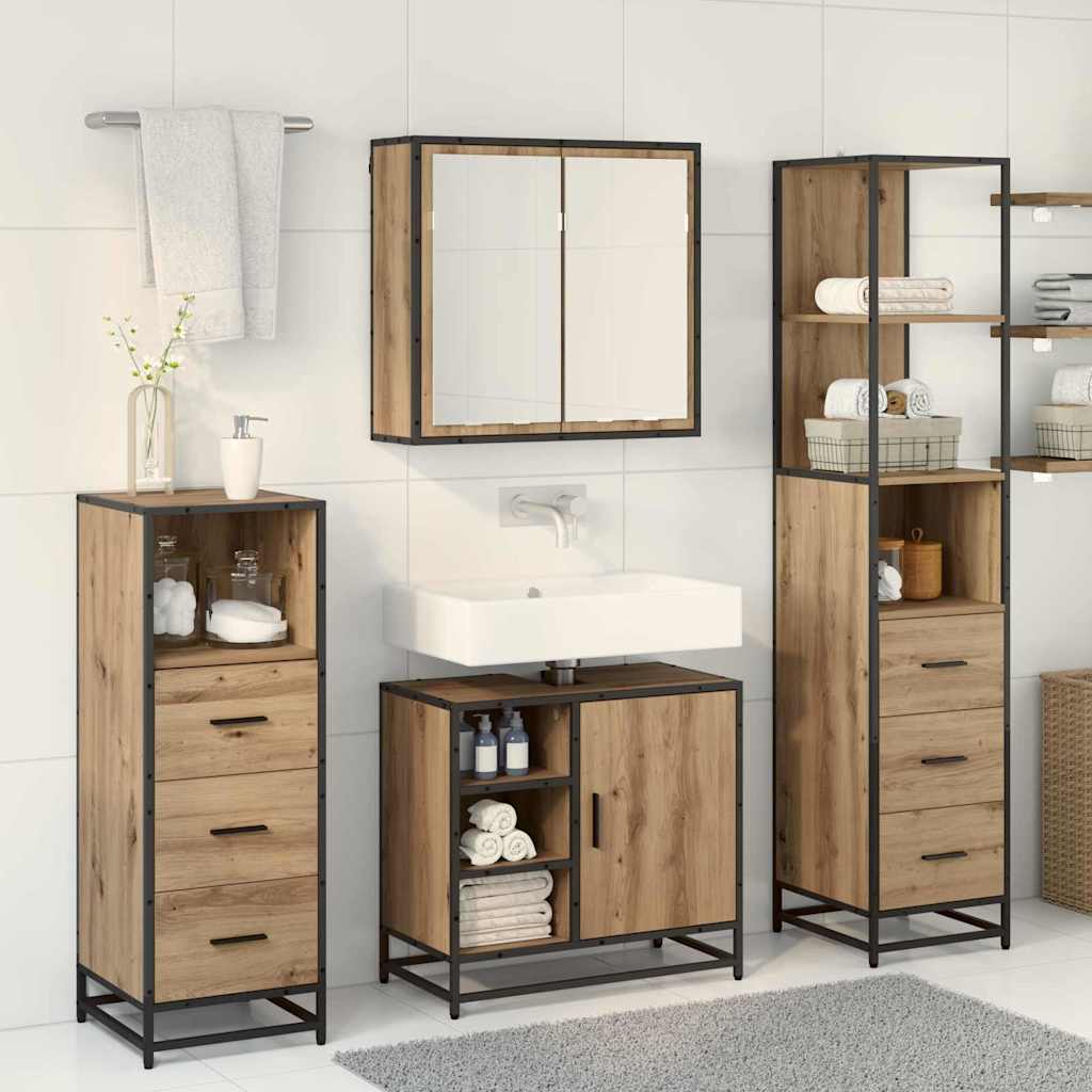 Bathroom Furniture Set 4 pcs Artisan Oak Engineered Wood