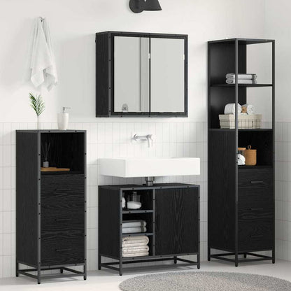 Bathroom Furniture Set 4 pcs Black Oak Engineered Wood