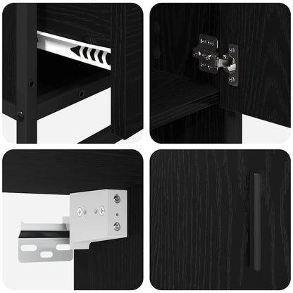 Bathroom Furniture Set 3 pcs Black Oak Engineered Wood