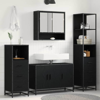 Bathroom Furniture Set 3 pcs Black Oak Engineered Wood