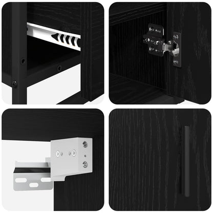 Bathroom Furniture Set 3 pcs Black Oak Engineered Wood