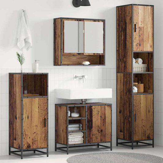 Bathroom Furniture Set 3 pcs Old Wood Engineered Wood