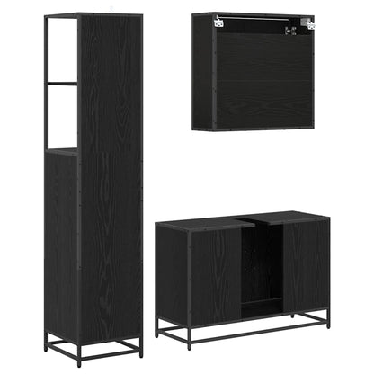 Bathroom Furniture Set with Door 3 pcs Old Wood Engineered Wood