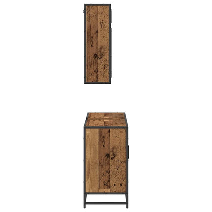 Bathroom Furniture Set with Door 2 pcs Old Wood Engineered Wood