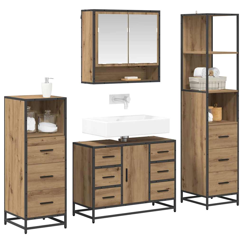 Bathroom Furniture Set 4 pcs Artisan Oak Engineered Wood