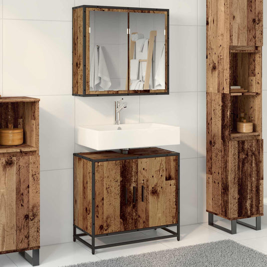 Bathroom Furniture Set 2 pcs Old Wood Engineered Wood