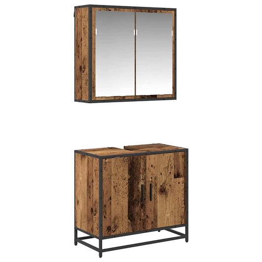 Bathroom Furniture Set 2 pcs Old Wood Engineered Wood